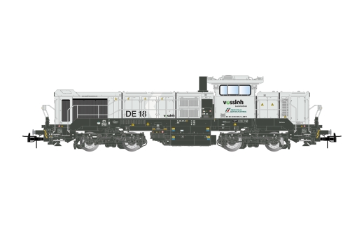 Rivarossi HR2969S - FS Mercitalia S&T, Locomotora diésel Vossloh DE 18 en decoración gris claro, Ep VI, con decodificador de sonido DCC.