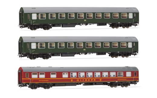 Rivarossi HR4328 - DR, 3-piece set passenger car, 2x2nd class + 1x dining car, Ep.III