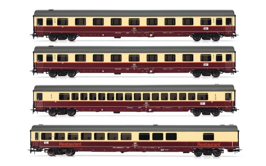 Rivarossi HR4346 - DB, 4-piece set of passenger coaches TEE Rheingold, in beige/red livery, consisting of 2 x 1st class coaches Avmz, 1 x 1st class coach Apmz and 1 x dining car WRmh, Ep. IV