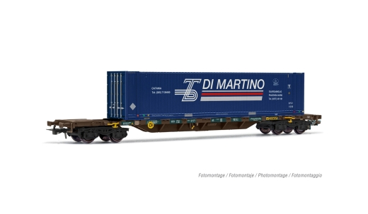 Rivarossi HR6576 - FS CEMAT, 4-assig. Containerwagen Sgnss, beladen met 45 container “Trenitalia”, Ep