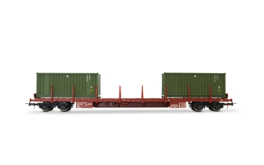 Rivarossi HR6612 - FS, 2-piece set of flat wagons, consisting of 1 x Rgs loaded with 2 x 20 containers and 1 x Rgmms loaded with two military vehicles of type M113, Ep. IV-V