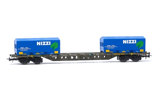 Rivarossi HR6615 - FS CEMAT, 4-achs. Containerwagen Sgns, beladen mit 2 x 20 Coil-Container „Nizzi, Ep. V-VI