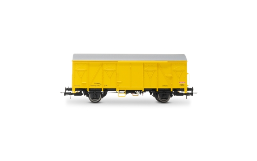 Rivarossi HR6647 - DB Bahnbau, 2-piece set of construction wagons, includes 1 x Res loaded with sleepers and 1 x Gs, both in yellow livery, Ep. V-VI