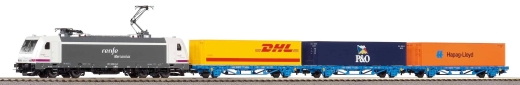 PIKO 96900 - S-Set E-Lok TraXX Renfe + 3 camion portacontainer. Renfe A-Track & B