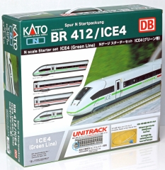 Kato K10960 - ICE4, 4-tlg. DBAG/Klimaschützer, Startset Gleis-Oval, Trafo